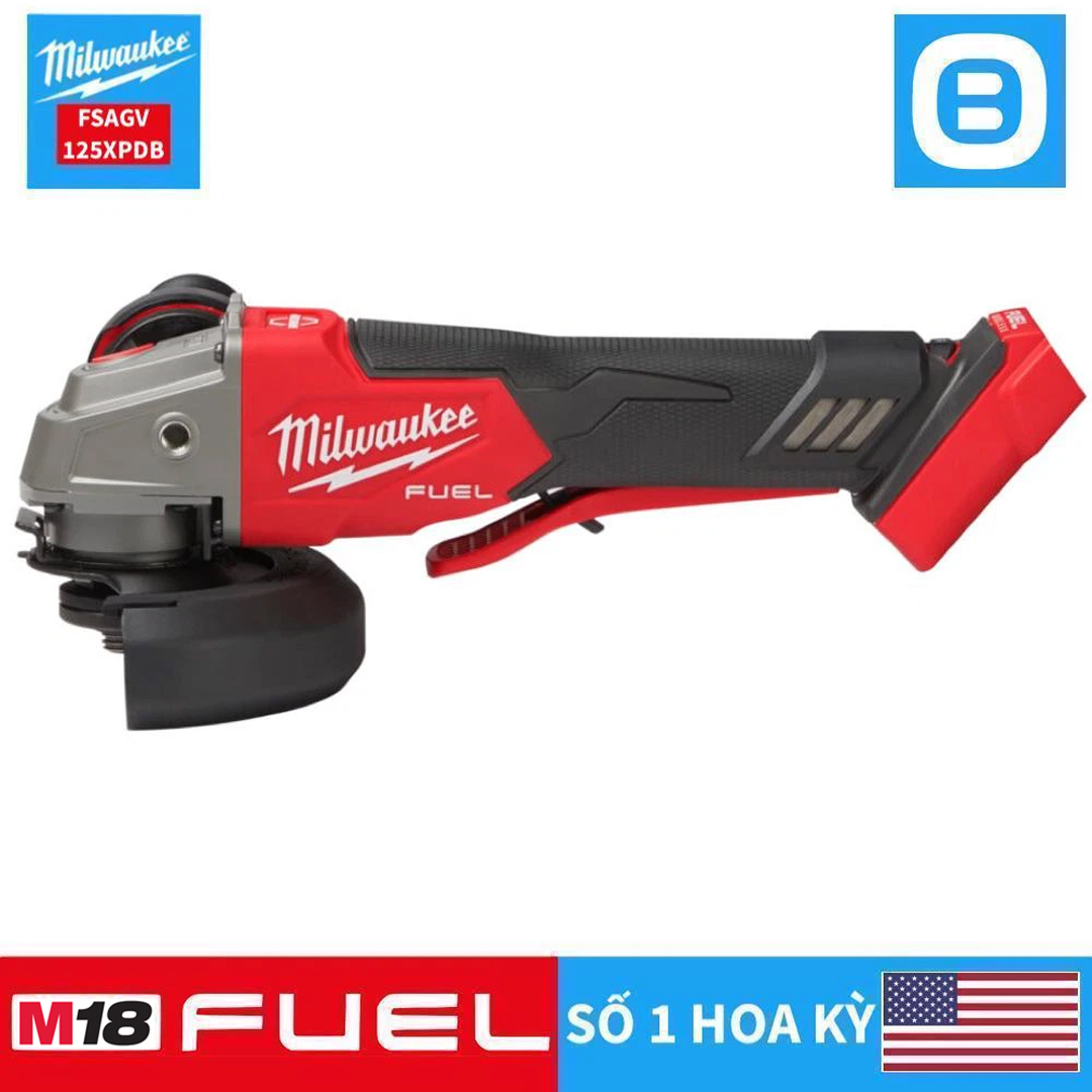 Milwaukee M18 FSAGV125XPDB, Máy mài góc, 18V, Đường kính đĩa 125mm, Màu đỏ đen, 18521011