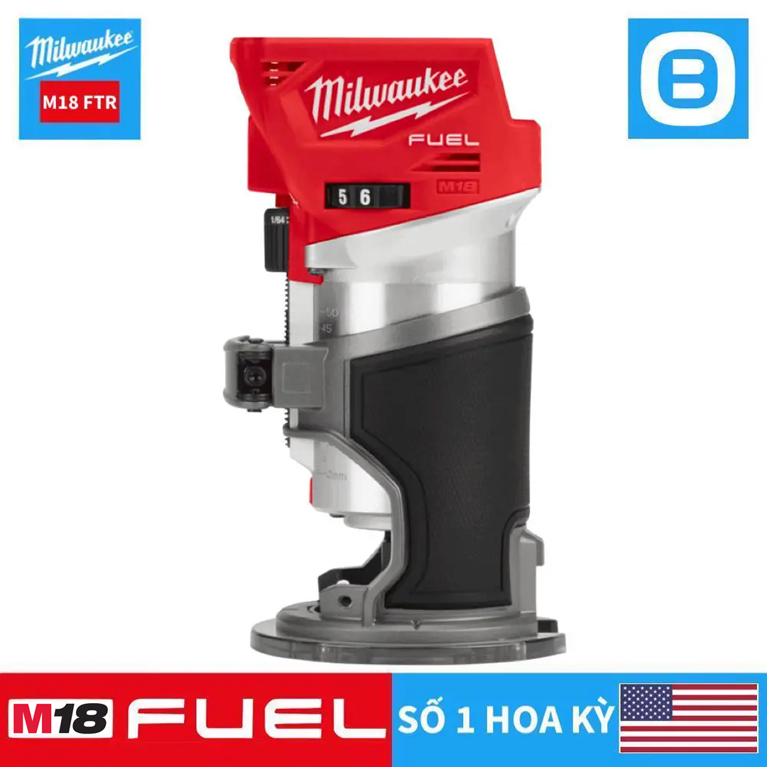 Milwaukee M18 FTR, Máy phay gỗ cứng, 18V, Màu đỏ đen, 18340004