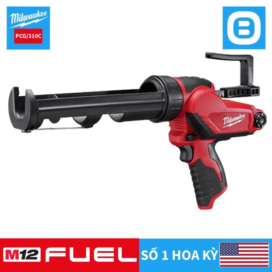 Milwaukee M12 PCG/310C, Máy bơm keo, 12V, Màu đỏ đen, 18081036