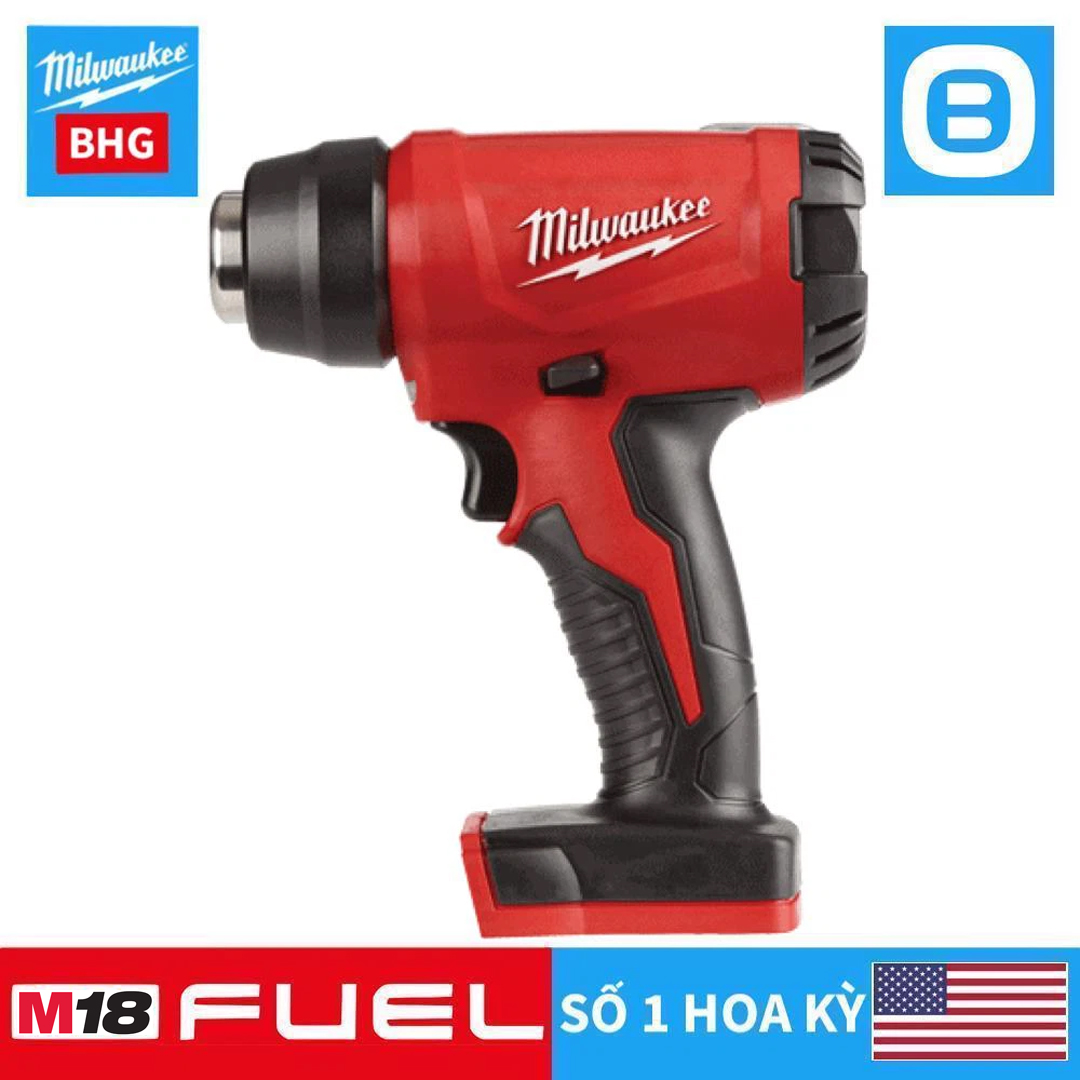 Milwaukee M18 BHG, Máy thổi hơi nóng, 18V, 470 độ C, Màu đỏ đen, 16069018