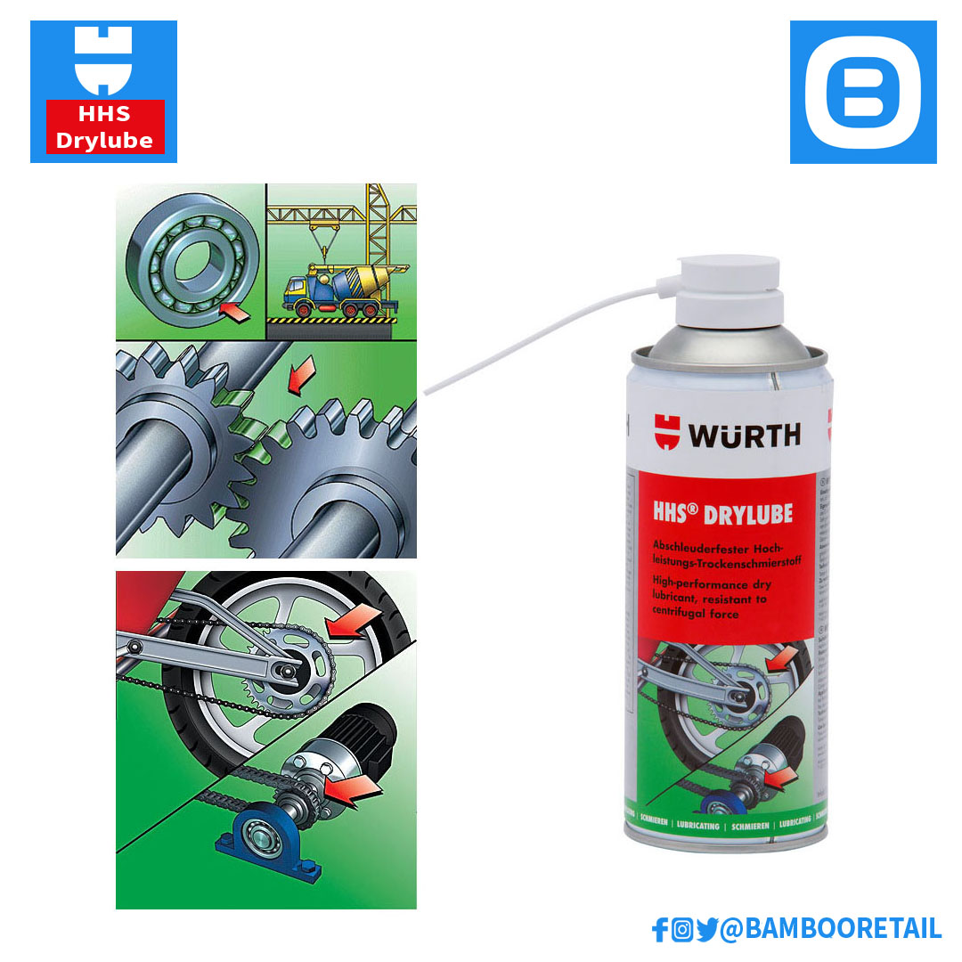 Wurth Adhesive Lubricant HHS Drylube, Mỡ bò xịt khô HHS Drylube, 400ml, 08931066