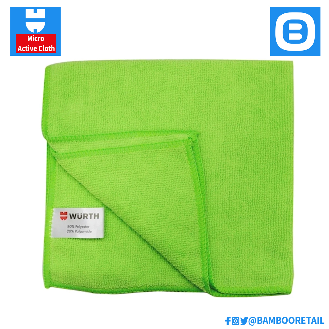 Wurth Micro Active Cloth, Khăn lau chuyên dụng Microactive 348C, 40x40cm, Màu xanh lá, 0899900122