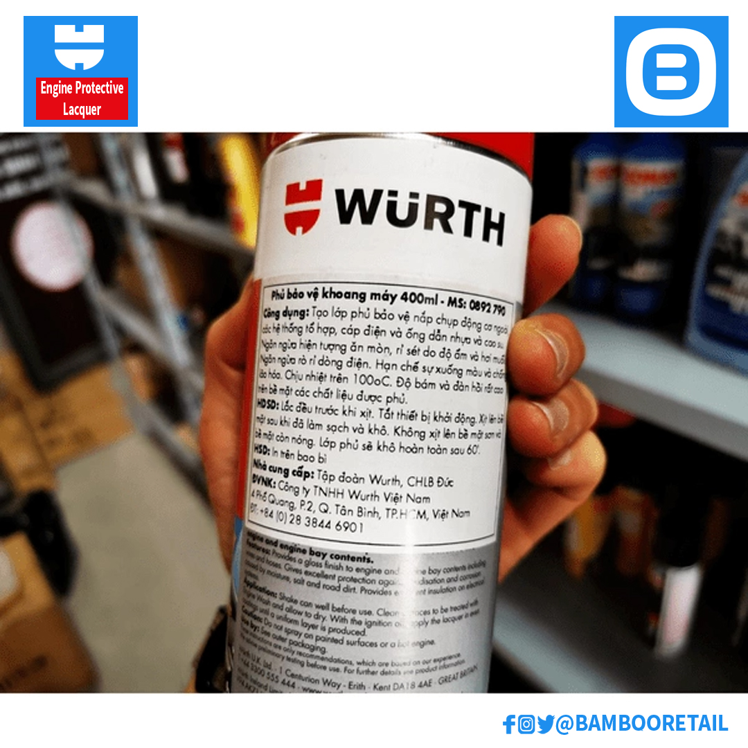 Wurth Engine Protective Lacquer, Chất phục hồi và bảo vệ khoang máy, 400ml, 0892790