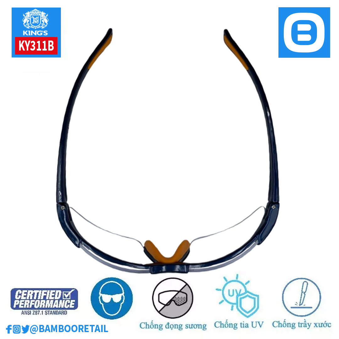 King's KY311B KY312B KY313B KY314B, Kính bảo hộ cao cấp chống bụi chống tia UV chống đọng sương chống trầy xước