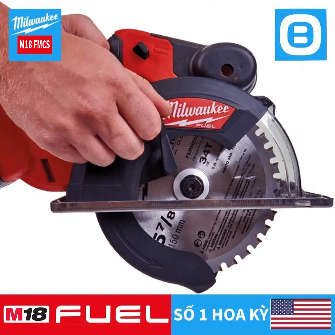 Milwaukee M18 FMCS, Máy cắt kim loại, 18V, Đường kính lưỡi 150 mm, Màu đỏ đen, 18222008