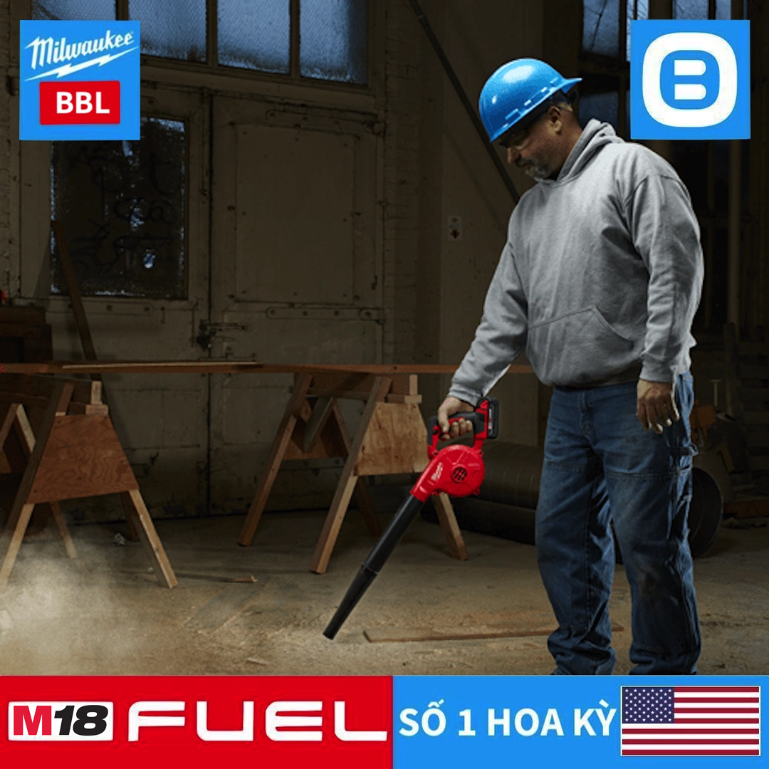Milwaukee M18 BBL, Máy thổi bụi, 18V, Màu đỏ đen, 16042201