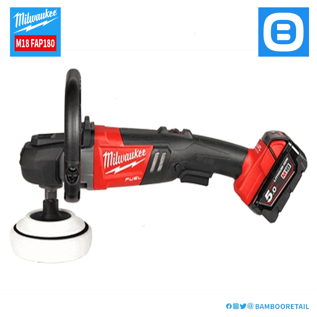 Milwaukee M18 FAP180, Máy đánh bóng, 18V, Đường kính bánh 180 mm, Màu đỏ đen, 18171020