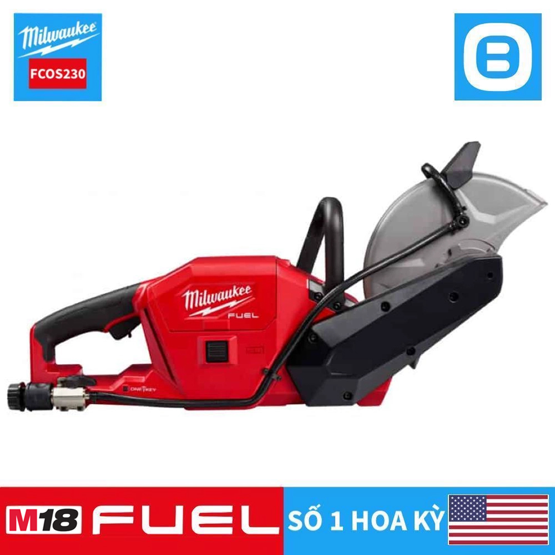 Milwaukee M18 FCOS230, Máy cắt bê tông, 18V, Đường kính đĩa cắt 230 mm, Màu đỏ đen, 18386012