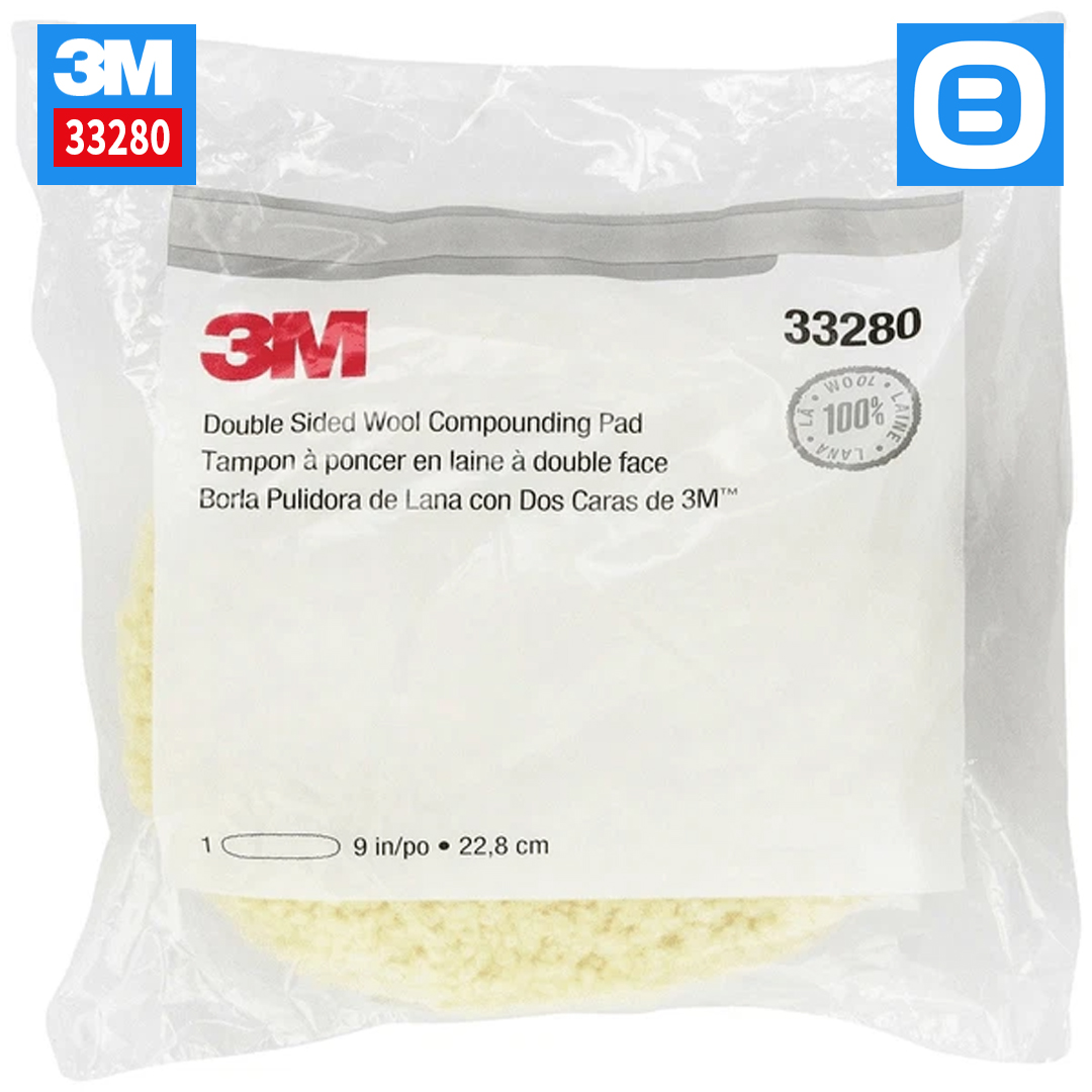 3M 33280, Phớt lông cừu đánh bóng, 2 mặt, 9 Inch - 225mm