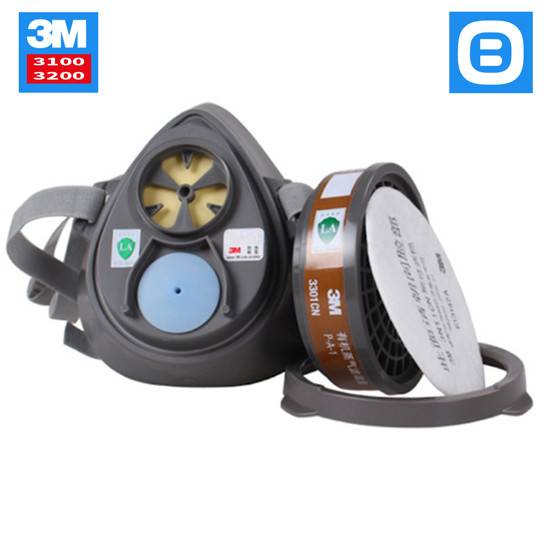 3M 3100 3200, Mặt nạ phòng độc nửa mặt, Một phin lọc, Màu xám, XH003869746 - XH003869522
