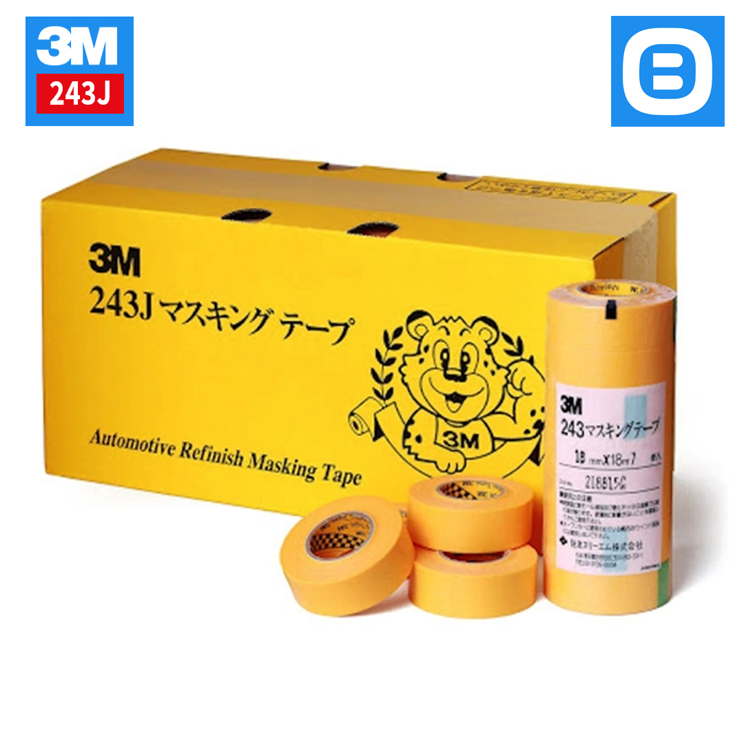 3M 243J Masking Tape, Băng keo giấy che sơn, Màu vàng