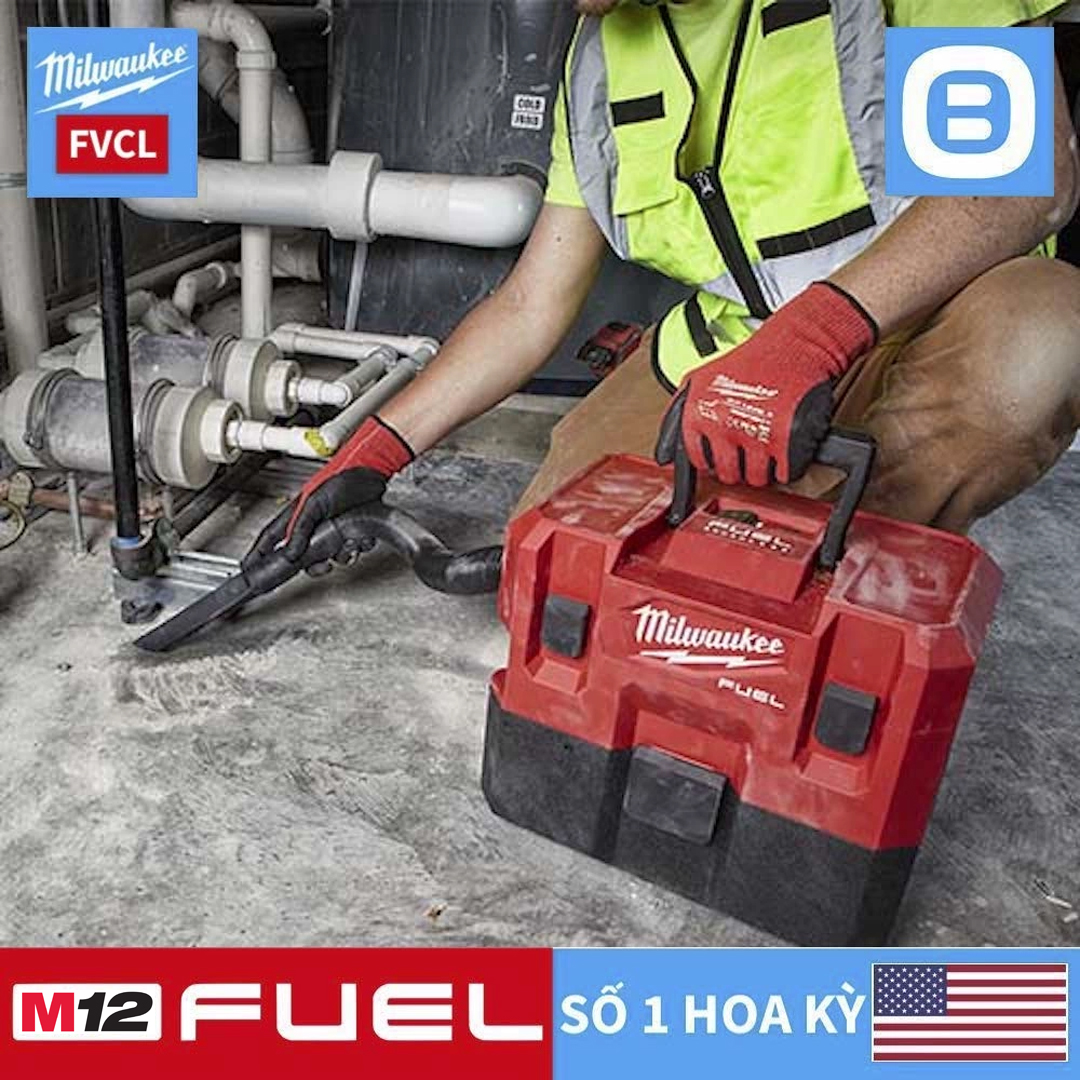 Milwaukee M12 FVCL, Máy hút bụi khô ướt, 12V, 6L, Màu đỏ đen, 16134009