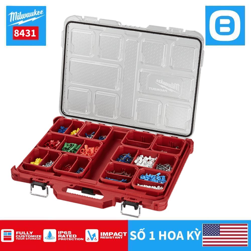 Milwaukee 8431, Hộp đựng dụng cụ, IP65, Chống va đập, Màu đỏ đen, 129305301