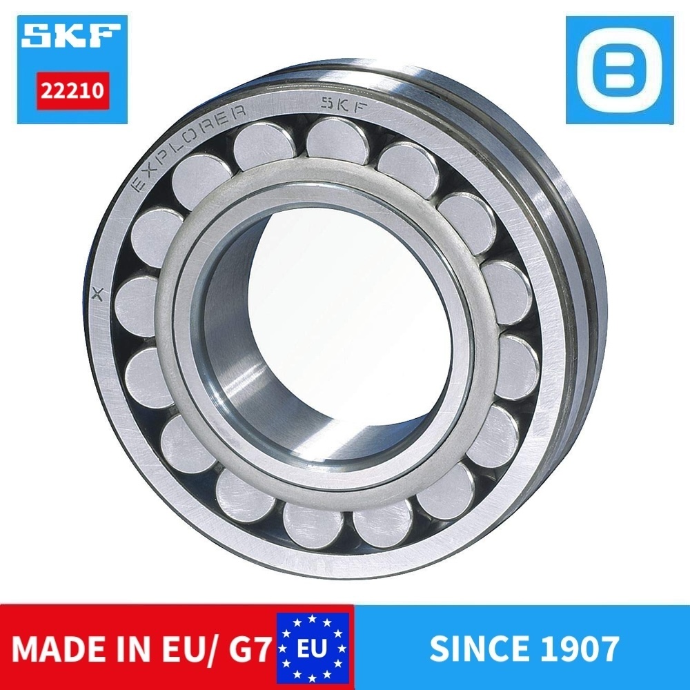 SKF 22210 E EK E/C3 EK/C3, Spherical roller bearing, Vòng bi tang trống hai dãy tự lựa, d50xD90xB23 mm, Xuất xứ EU/G7