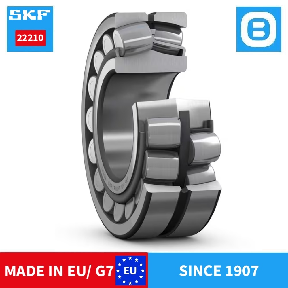 SKF 22210 E EK E/C3 EK/C3, Spherical roller bearing, Vòng bi tang trống hai dãy tự lựa, d50xD90xB23 mm, Xuất xứ EU/G7