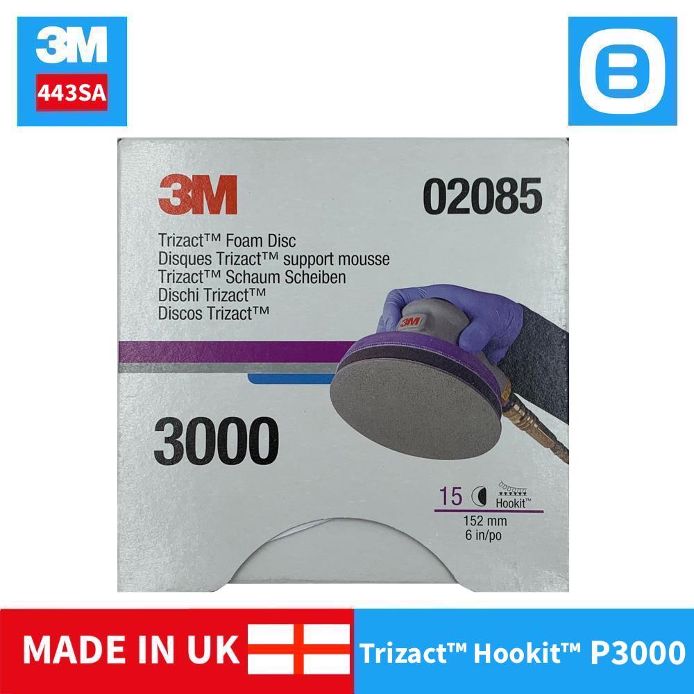 3M 443SA, Đĩa nhám đĩa siêu mịn Trizact Hookit Foam, Độ nhám P3000, 6 inch, Màu xanh xám, 02085