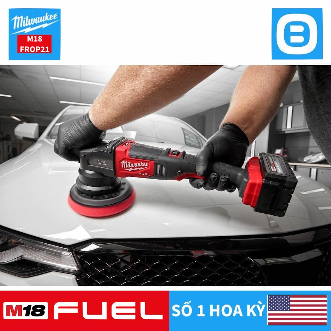 Milwaukee M18 FROP21, Máy đánh bóng lệch tâm 21mm, 18V, Đường kính bánh 150mm, Màu đỏ đen, 18667006