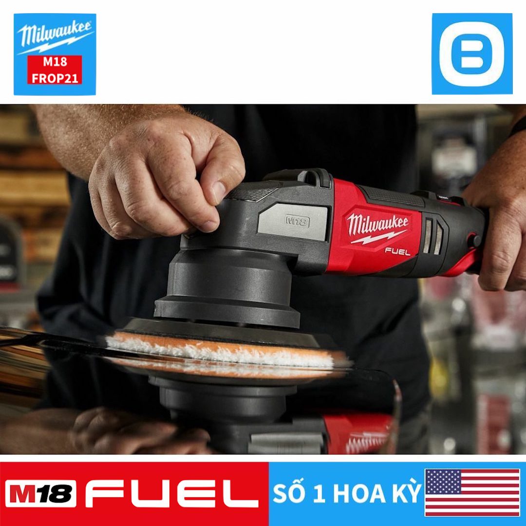 Milwaukee M18 FROP21, Máy đánh bóng lệch tâm 21mm, 18V, Đường kính bánh 150mm, Màu đỏ đen, 18667006