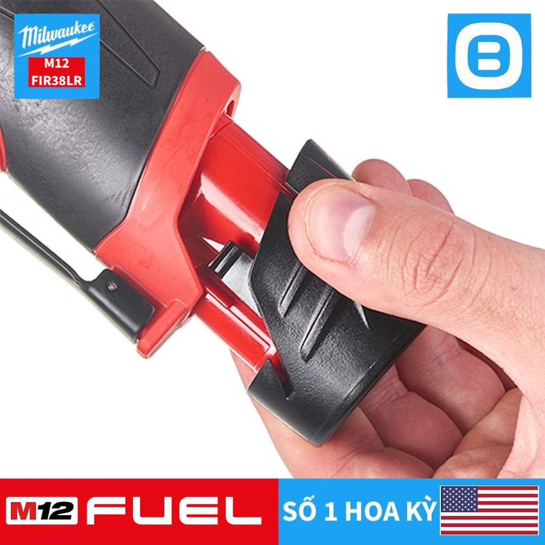 Milwaukee M12 FIR38LR, Máy siết bu lông góc đầu dài, 12V, 75 Nm, 3/8 inch, Màu đỏ đen, 18395010