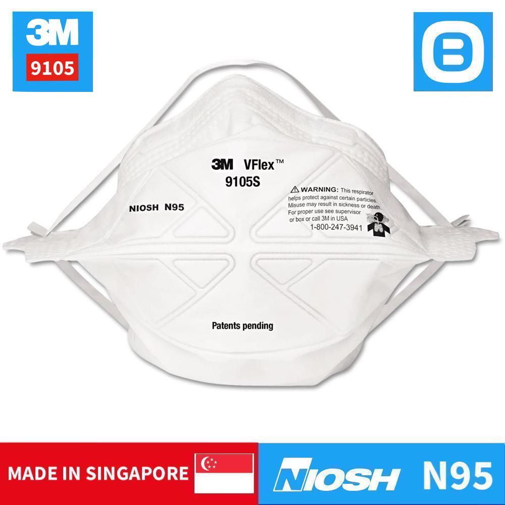 3M VFlex 9105, Khẩu trang bảo vệ hô hấp, Dây đeo qua đầu, NIOSH N95, Màu trắng, 7000002390