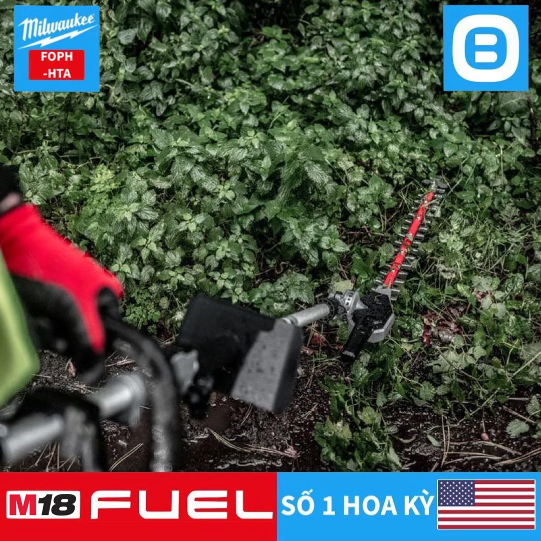Milwaukee M18 FOPH-HTA, Phụ kiện tỉa hàng rào QUIK-LOK, Lưỡi dài 508 mm, Kết nối nhanh, Màu đỏ đen, 18376004