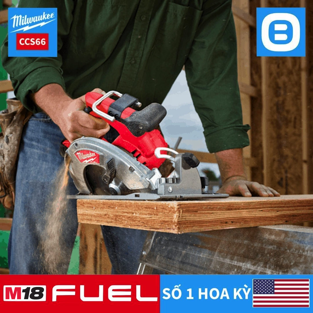 Milwaukee M18 CCS66, Máy cưa đĩa, 18V, Đường kính lưỡi 190 mm, Màu đỏ đen, 18112019