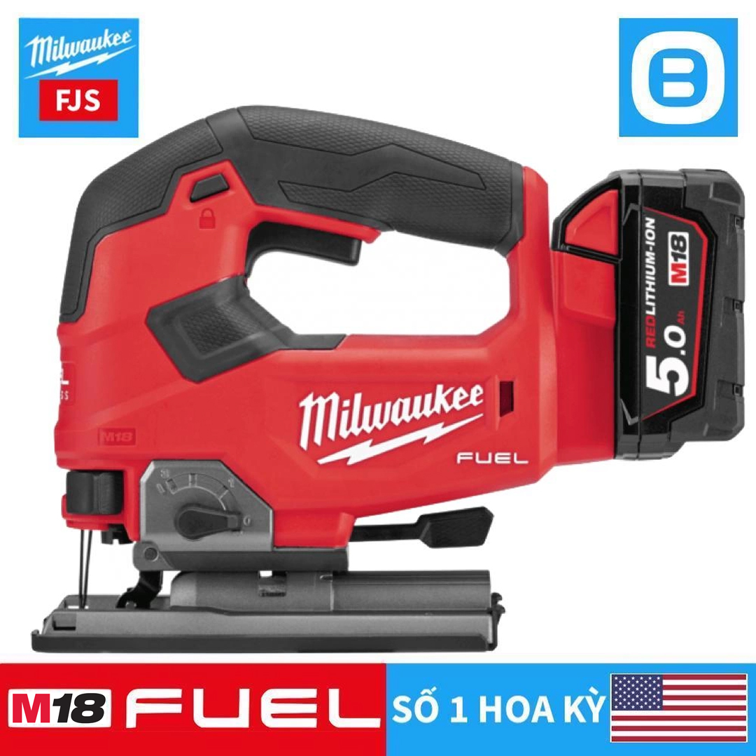 Milwaukee M18 FJS, Máy cưa lọng, 18V, Độ dày thép 10 mm, Góc nghiêng 45 độ, Màu đỏ đen, 18287008