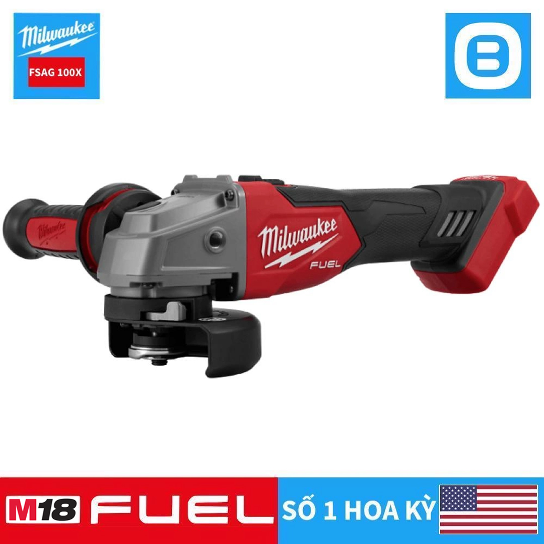 Milwaukee, Combo 2 - Bùng nổ deal to thỏa sức mua sắm, 1 Máy mài góc M18 FSAG100X-0X0, 1 Quạt M18 AF, 1 Pin M18B5, 1 Sạc M12-18C, 1 Kính bảo hộ Milwaukee, 59600075