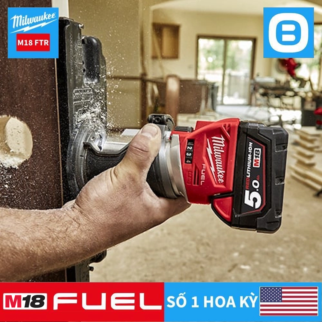 Milwaukee M18 FTR, Máy phay gỗ cứng, 18V, Màu đỏ đen, 18340004