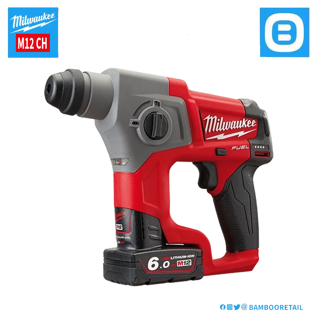 Milwaukee M12 CH, Máy khoan búa hai chế độ, 12V, Màu đỏ đen, 18098036-18098026