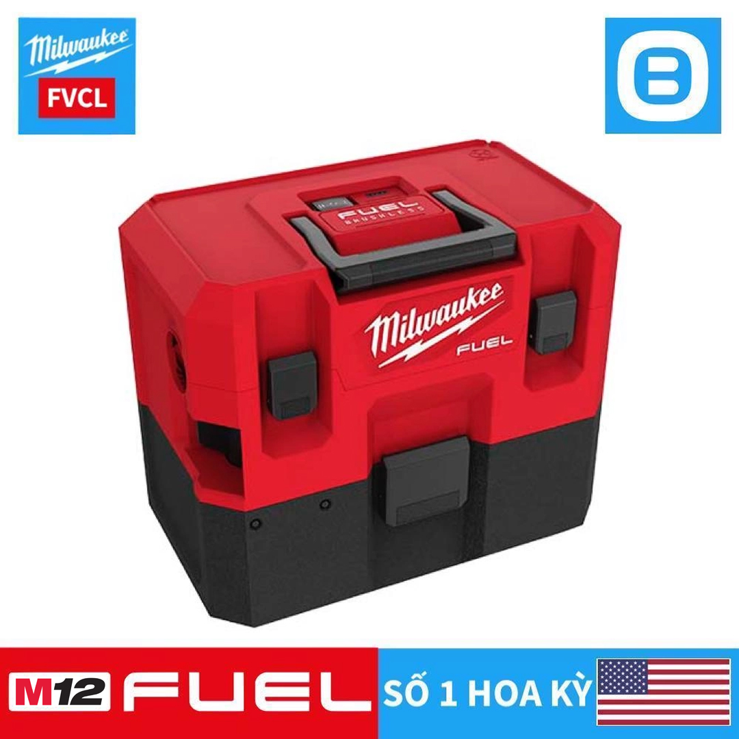 Milwaukee M12 FVCL, Máy hút bụi khô ướt, 12V, 6L, Màu đỏ đen, 16134009