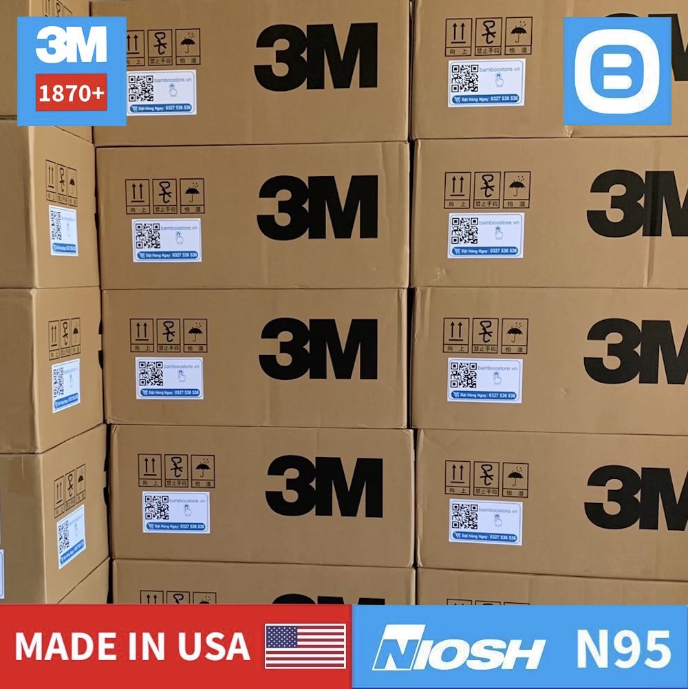 3M 1870+, Khẩu trang đạt tiêu chuẩn N95 NIOSH lọc 95% bụi mịn, mầm bệnh, virus trong không khí, Màu trắng