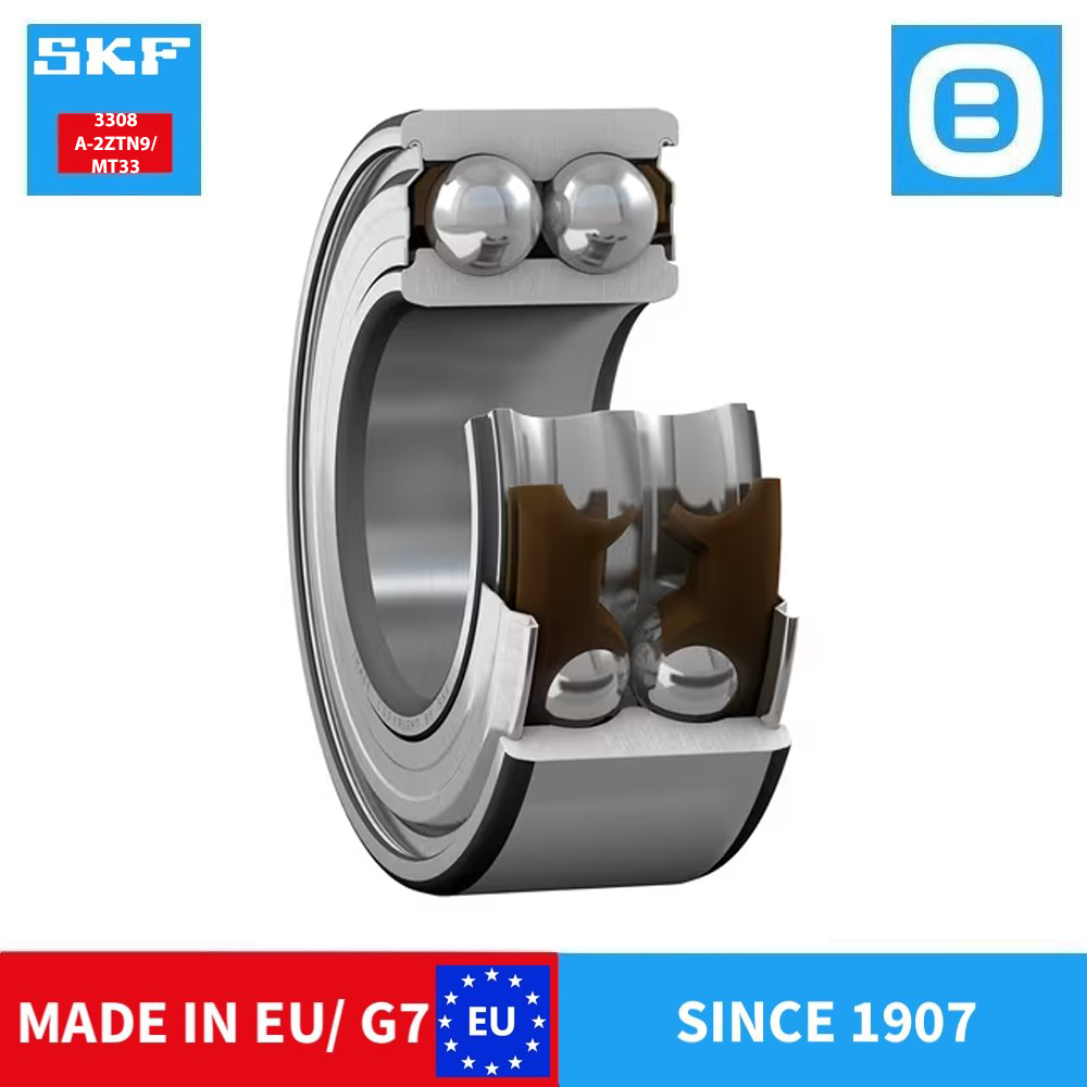 SKF 3308 A-2RS1TN9/MT33 A-2ZTN9/MT33 Double row angular contact ball bearing, Vòng bi tiếp xúc góc hai dãy, d40xD90xB36.5 mm, Xuất xứ EU/G7