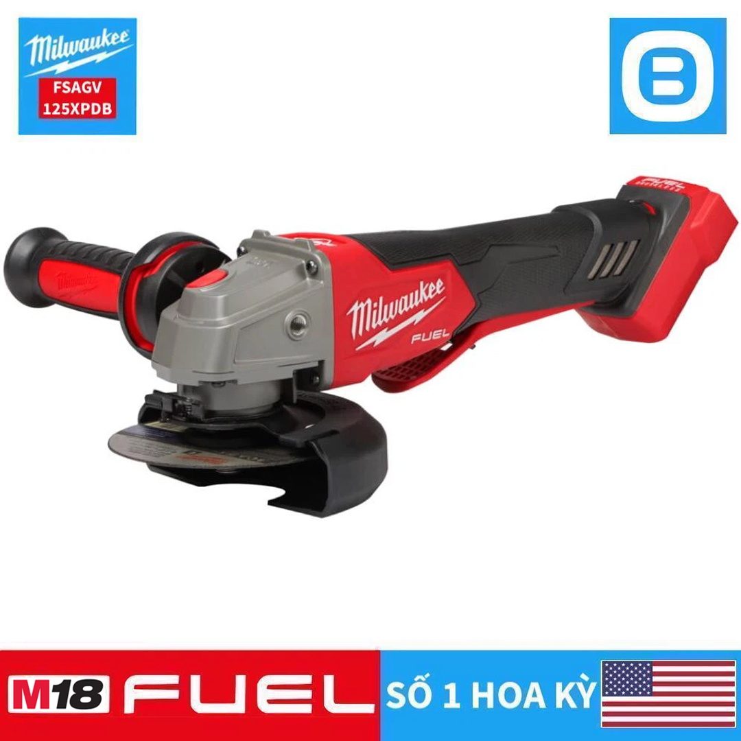 Milwaukee M18 FSAGV125XPDB, Máy mài góc, 18V, Đường kính đĩa 125mm, Màu đỏ đen, 18521011