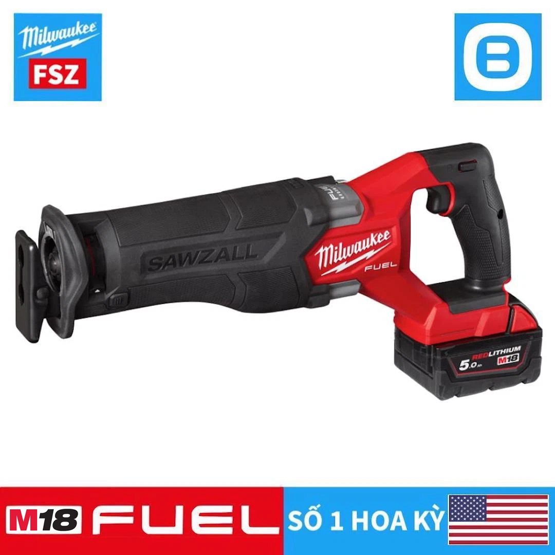 Milwaukee M18 FSZ, Máy cưa kiếm, 18V, Độ sọc 32mm, Màu đỏ đen, 18425009