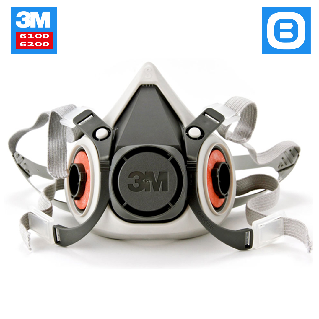 3M 6100 6200, Mặt nạ phòng độc nửa mặt tái sử dụng, 2 phin lọc, Màu xám, 70071622107 - 70071606472