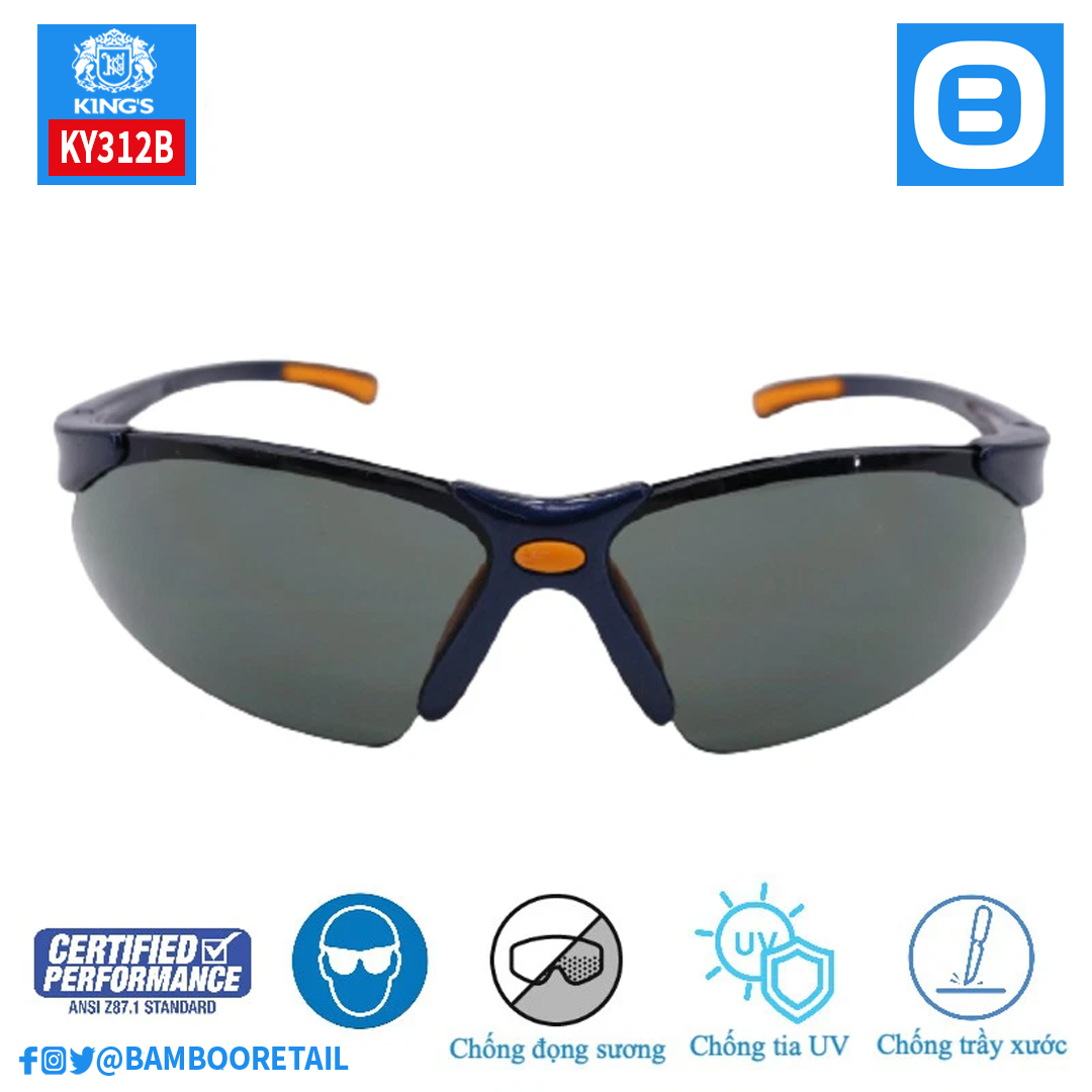 King's KY311B KY312B KY313B KY314B, Kính bảo hộ cao cấp chống bụi chống tia UV chống đọng sương chống trầy xước