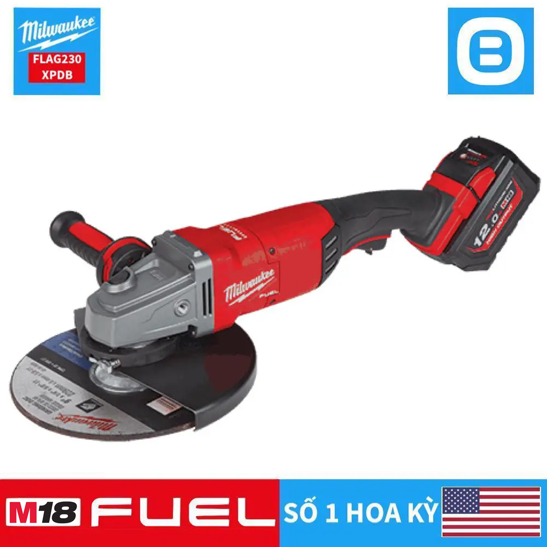 Milwaukee M18 FLAG230XPDB, Máy mài góc, 18V, Đường kính đĩa cắt 230mm, Màu đỏ đen, 18282015