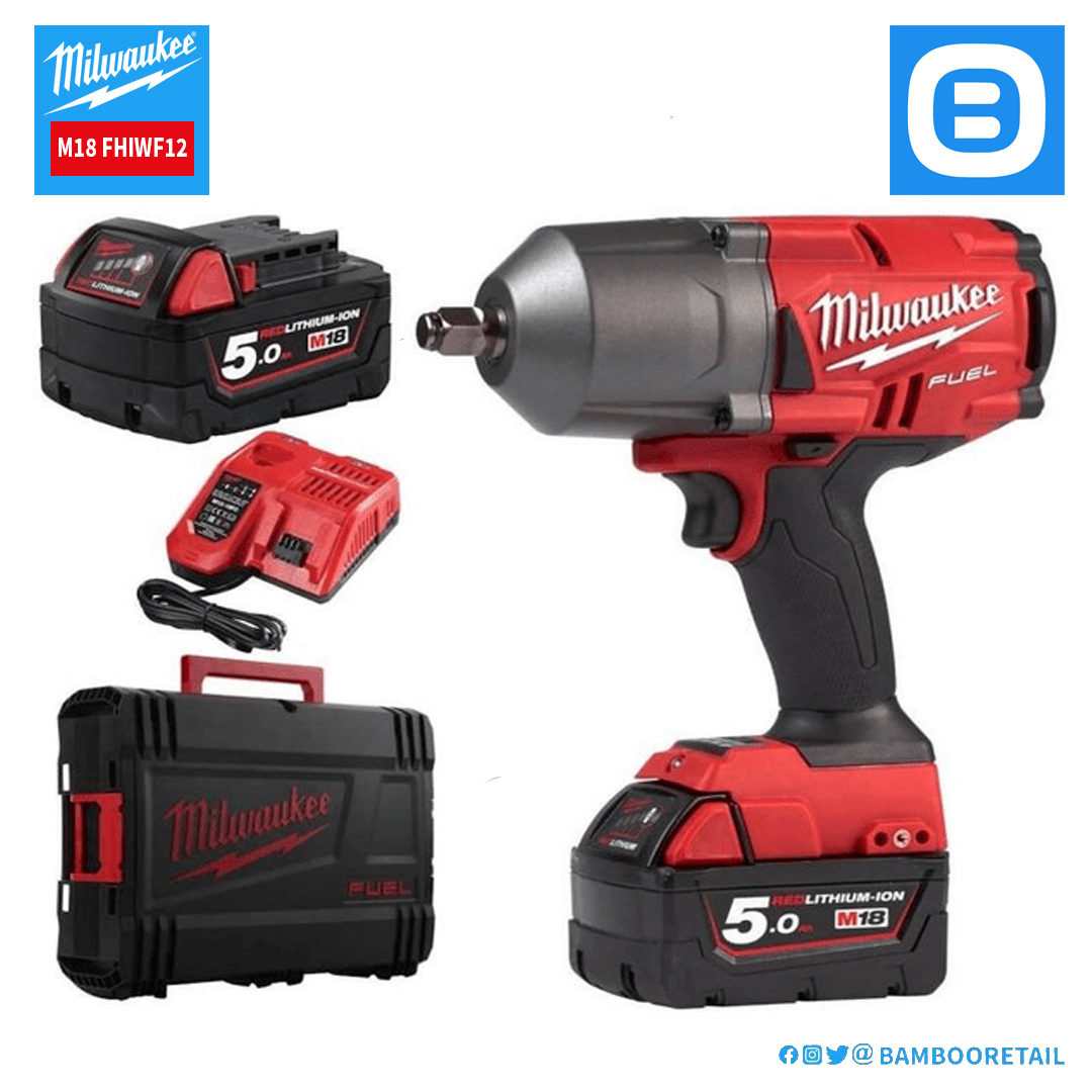 Milwaukee M18 FHIWF12, Máy siết bu lông, 18V, 2100 Nm, 1/2 inch, M33, Màu đỏ đen