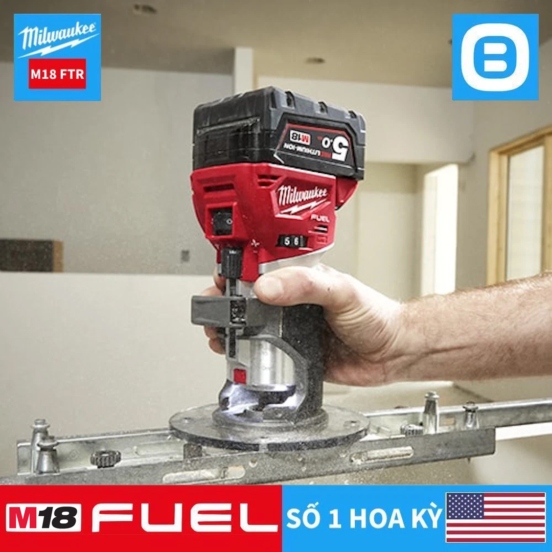 Milwaukee M18 FTR, Máy phay gỗ cứng, 18V, Màu đỏ đen, 18340004