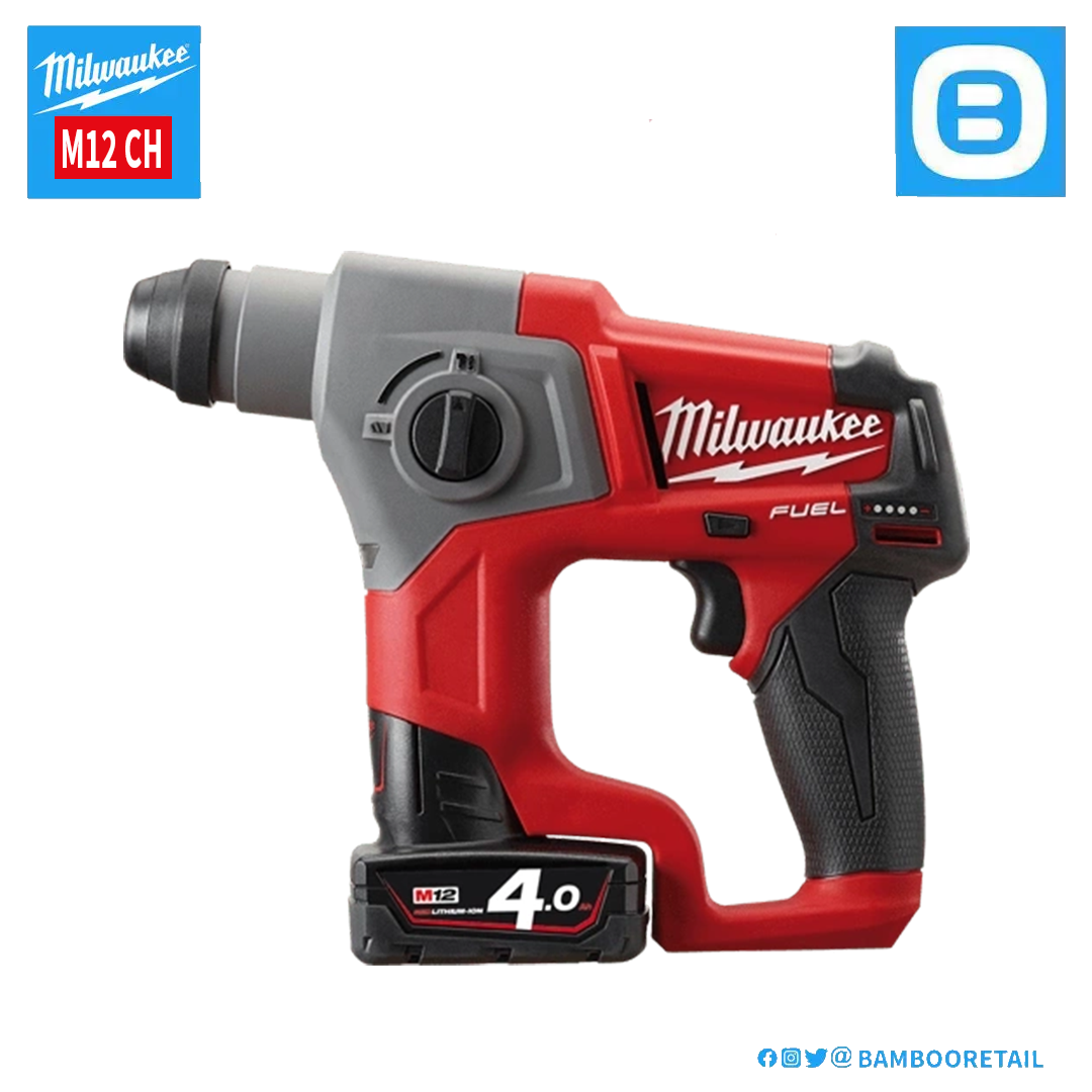 Milwaukee M12 CH, Máy khoan búa hai chế độ, 12V, Màu đỏ đen, 18098036-18098026