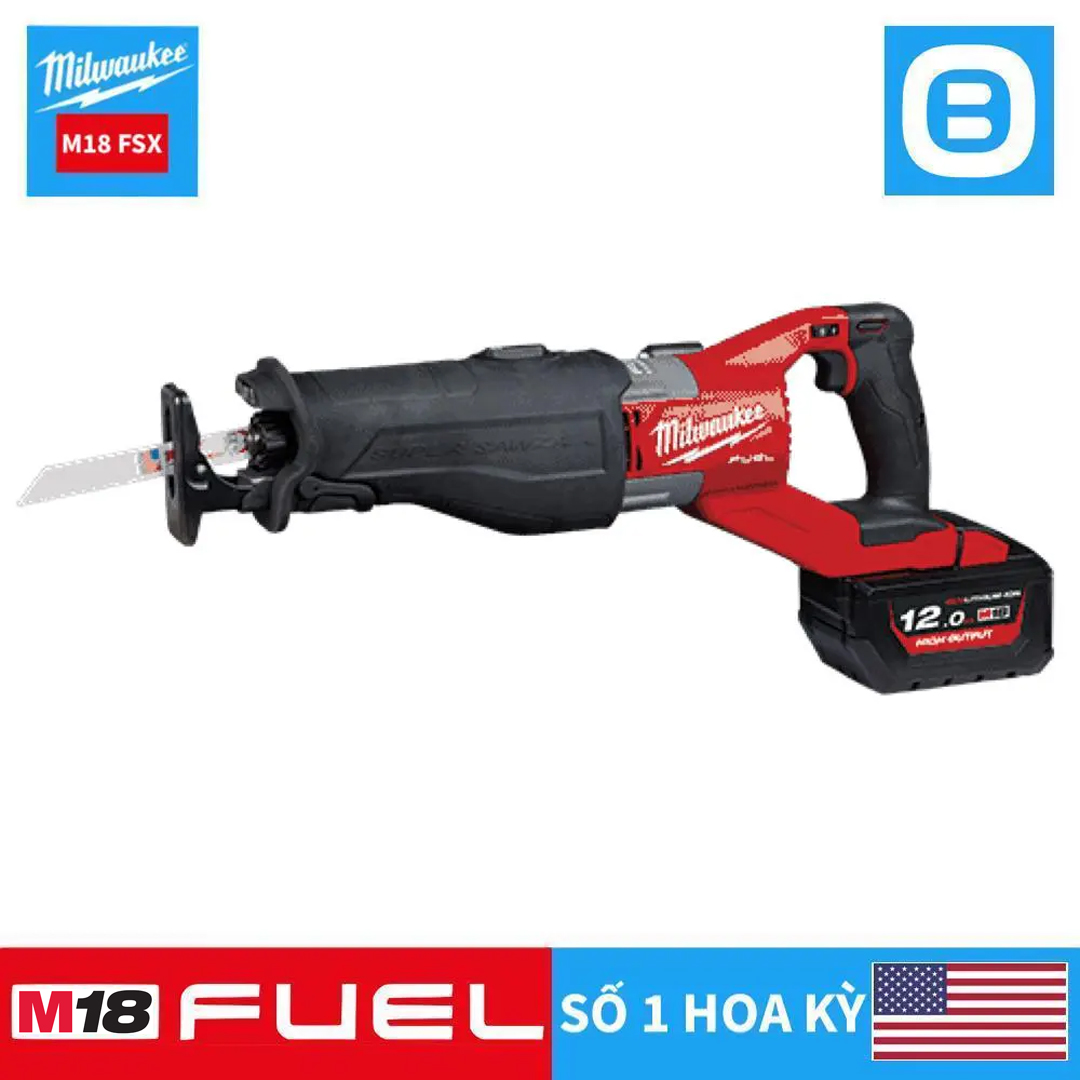Milwaukee M18 FSX, Máy cưa kiếm, 18V, Độ sọc 32 mm, Màu đỏ đen, 18276015