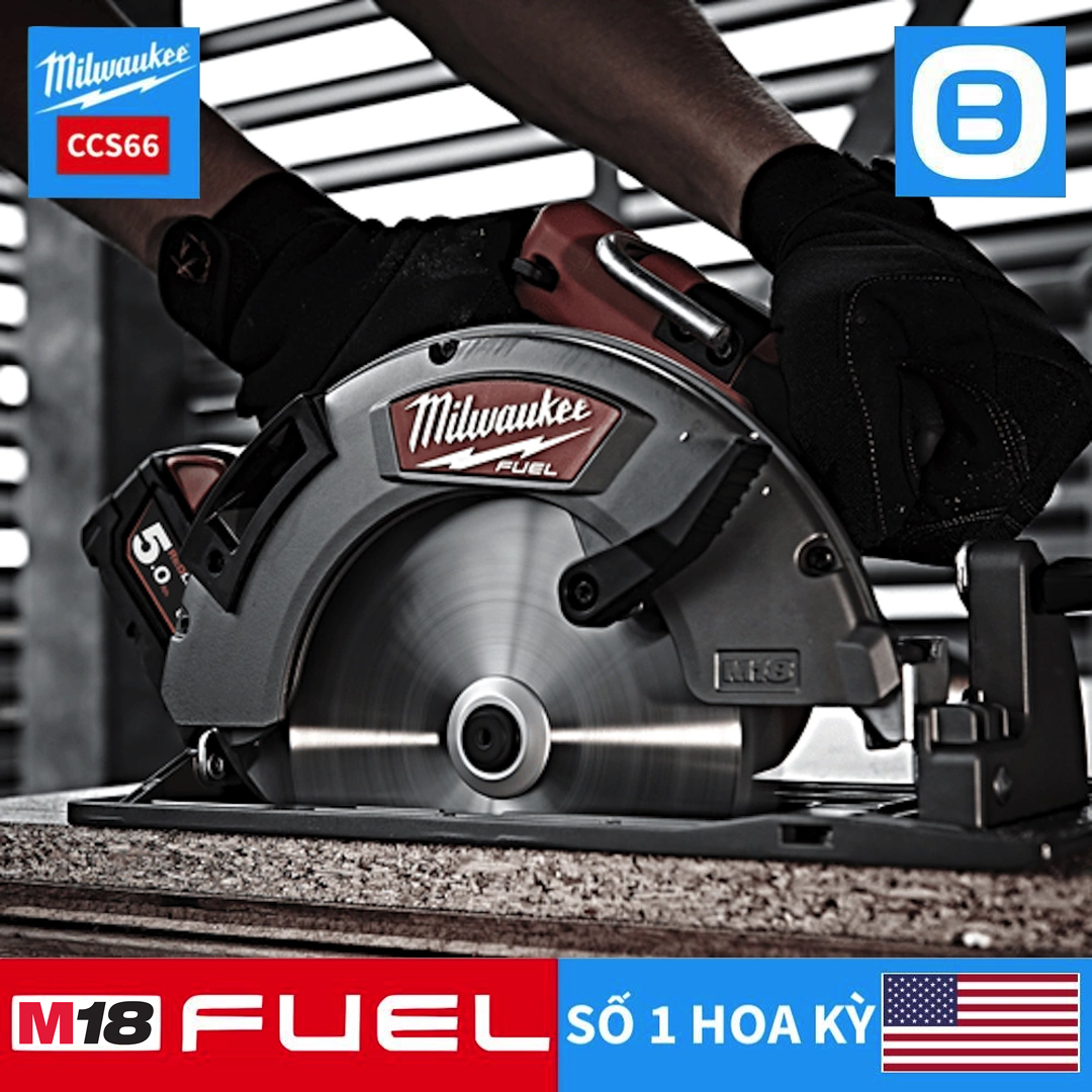 Milwaukee M18 CCS66, Máy cưa đĩa, 18V, Đường kính lưỡi 190 mm, Màu đỏ đen, 18112019