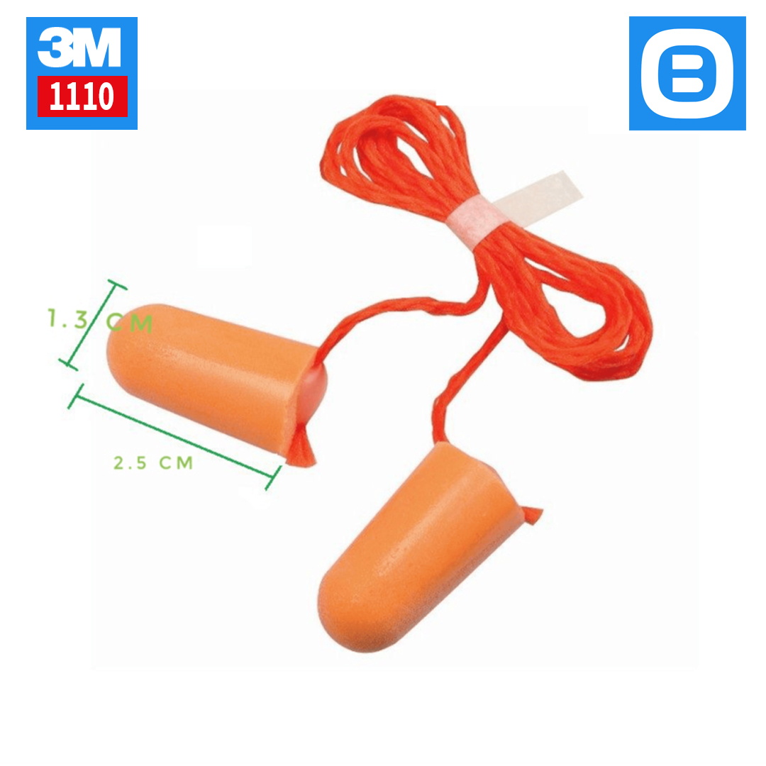 3M 1110, Nút tai chống ồn có dây, Màu cam, HC000664777