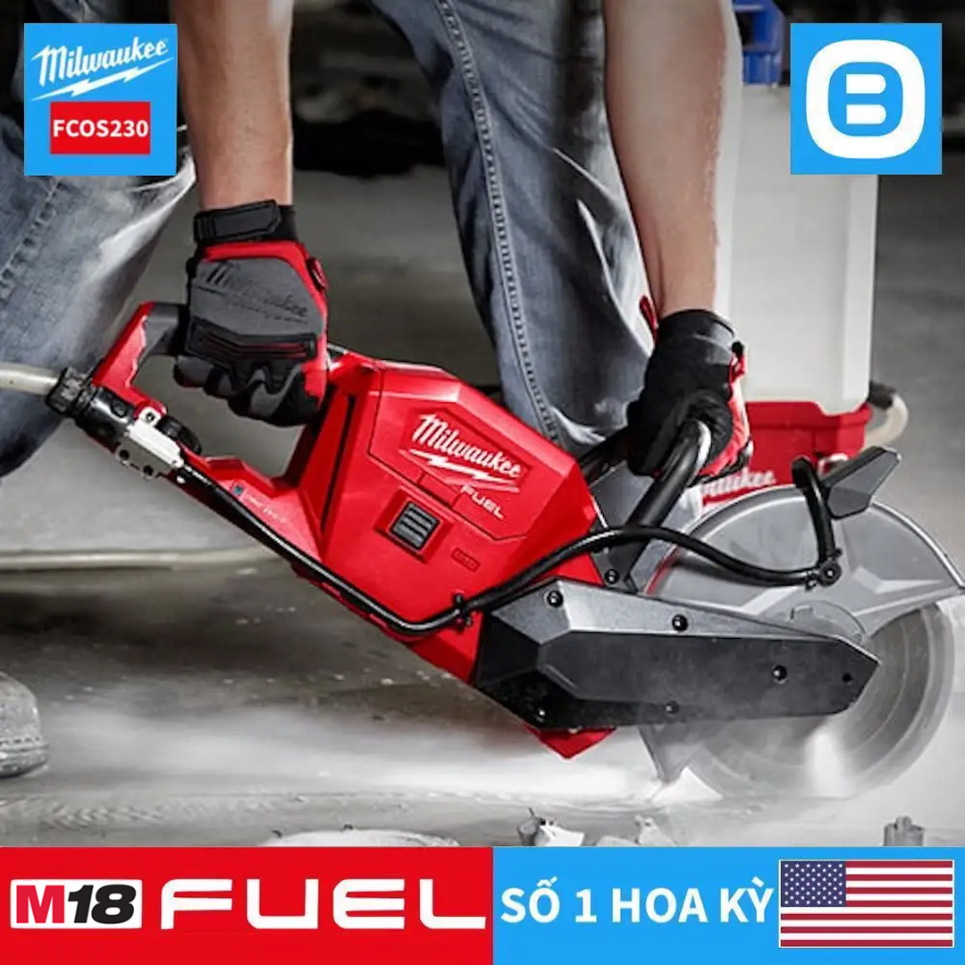 Milwaukee M18 FCOS230, Máy cắt bê tông, 18V, Đường kính đĩa cắt 230 mm, Màu đỏ đen, 18386012