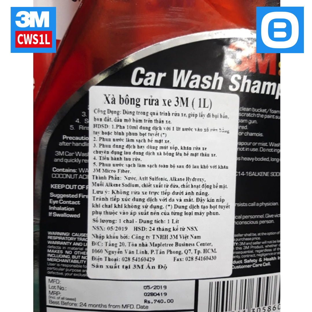 3M Car Wash Shampoo, Xà bông rửa xe, 1lít