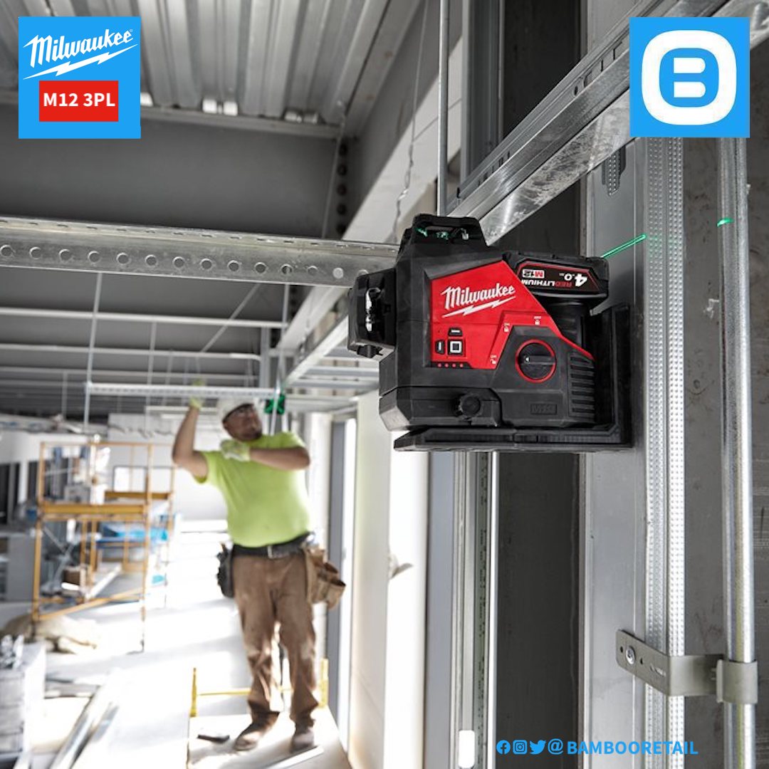 Milwaukee M12 3PL, Máy cân mực laser, 12V, 38m, 330˚, IP54, Màu đỏ đen, 6912703