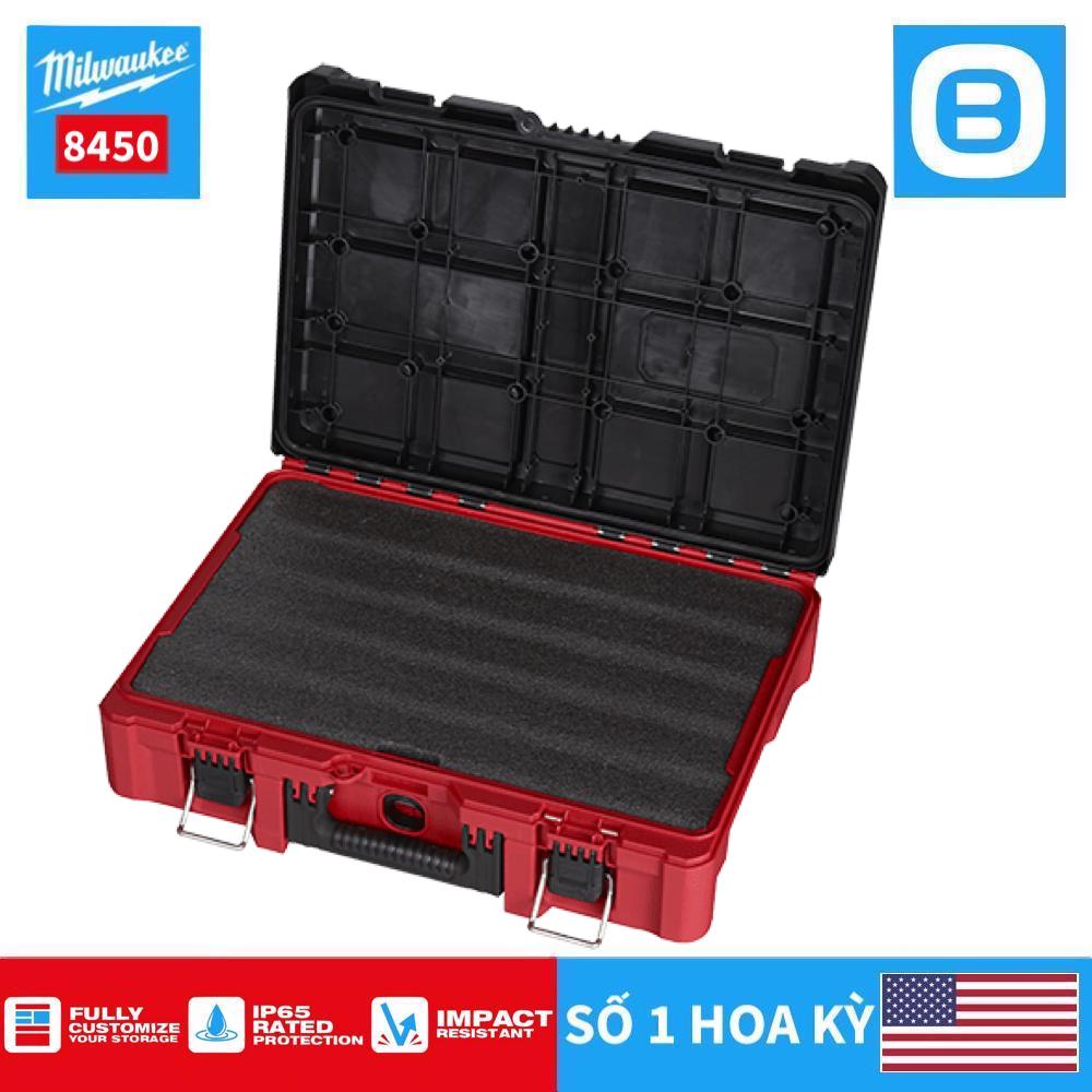 Milwaukee 8450, Hộp đựng dụng cụ, IP65, Chịu tải 34kg, Có chốt khóa, Màu đỏ đen, 129305306