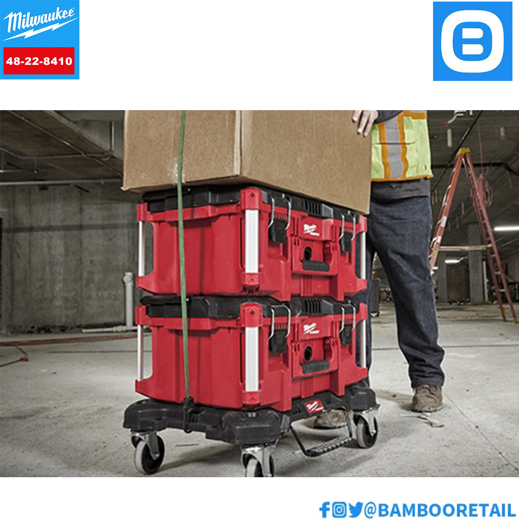 Milwaukee 48-22-8410, Đế Milwaukee Packout Dolly 4 bánh xe, Kết cấu chống va đập, Màu đen
