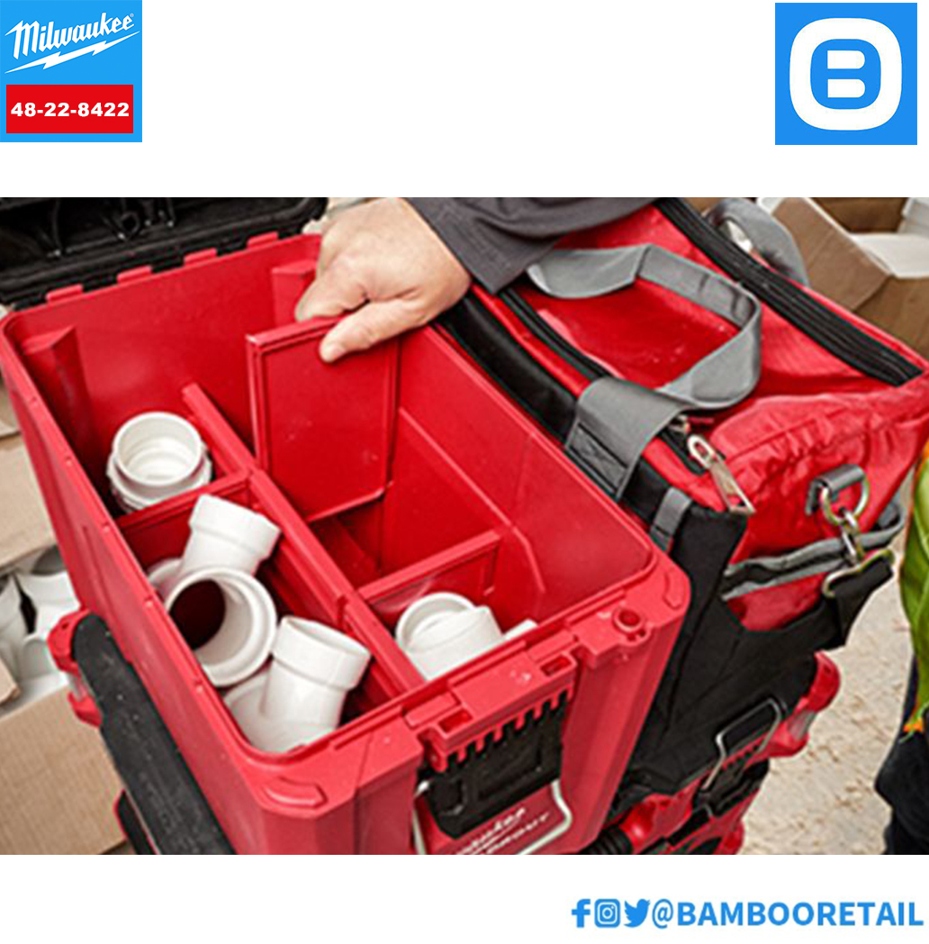 Milwaukee 48-22-8422, Hộp đựng dụng cụ nhỏ gọn PACKOUT™, Kết cấu chống va đập, Màu đỏ đen